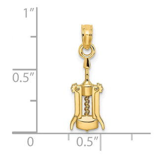 14k Yellow Gold Wine Opener Pendant