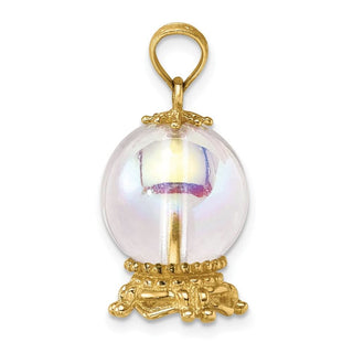 14k Yellow Gold 3-D Synthetic Crystal Ball Pendant