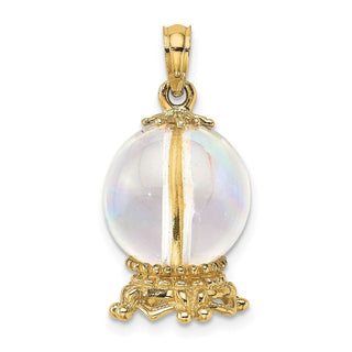 14k Yellow Gold 3-D Synthetic Crystal Ball Pendant