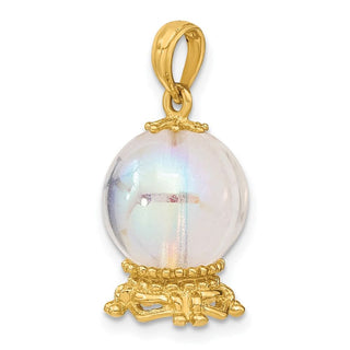 14k Yellow Gold 3-D Synthetic Crystal Ball Pendant