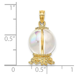 14k Yellow Gold 3-D Synthetic Crystal Ball Pendant