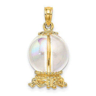 14k Yellow Gold 3-D Synthetic Crystal Ball Pendant