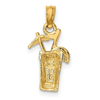 14k Yellow Gold 2-D Cocktail Drink w/Umbrella Pendant K7306