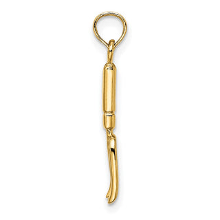 14k Yellow Gold 3-D Fork Garden Tool Pendant