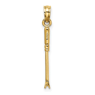 14k Yellow Gold 3-D Weeding Garden Tool Pendant
