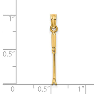 14k Yellow Gold 3-D Weeding Garden Tool Pendant
