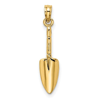 14k Yellow Gold 3-D Trowel Garden Tool Pendant