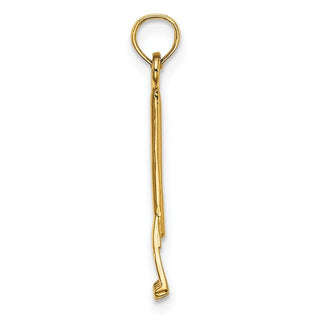 14k Yellow Gold 3-D Leaf Rake Garden Tool Pendant