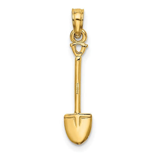 14k Yellow Gold 3-D Polished Shovel Garden Tool Pendant