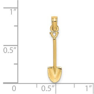 14k Yellow Gold 3-D Polished Shovel Garden Tool Pendant