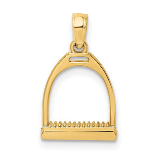 14k Yellow Gold 3-D Polish Small Horse Stirrup Pendant
