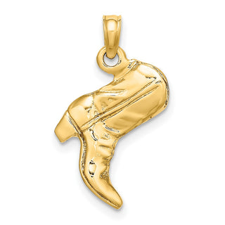 14k Yellow Gold 3-D Cowboy Boot Pendant K7331