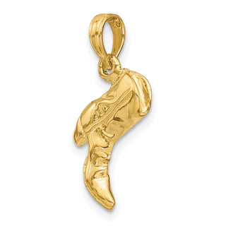 14k Yellow Gold 3-D Cowboy Boot Pendant K7331