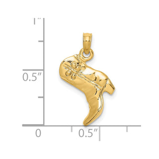 14k Yellow Gold 3-D Cowboy Boot Pendant K7331