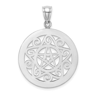14k White Gold Tribal Star In Round Frame/Gate Jewelry Pendant