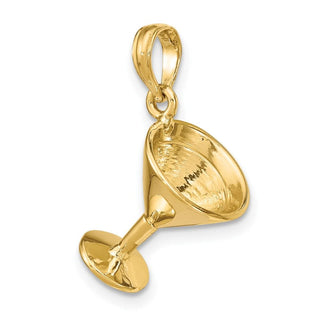 14k Yellow Gold 3-D Polished Martini Glass Pendant