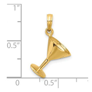 14k Yellow Gold 3-D Polished Martini Glass Pendant
