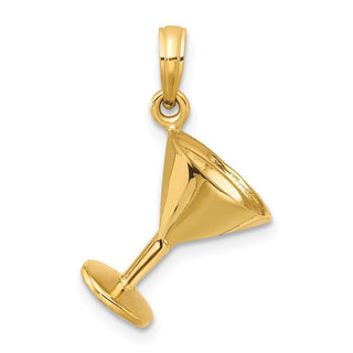 14k Yellow Gold 3-D Polished Martini Glass Pendant