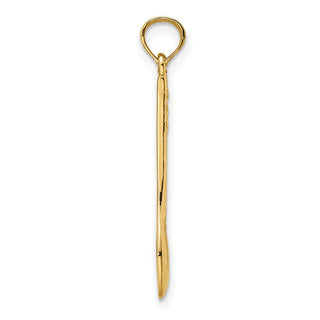 14k Yellow Gold Polished 3-D Spoon Pendant