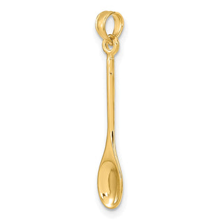 14k Yellow Gold Polished 3-D Spoon Pendant