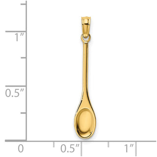 14k Yellow Gold Polished 3-D Spoon Pendant