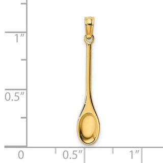 14k Yellow Gold Polished 3-D Spoon Pendant