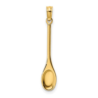 14k Yellow Gold Polished 3-D Spoon Pendant