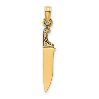 14k Yellow Gold 3-D Polished Butcher Knife Pendant