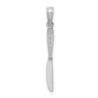 14k White Gold 3-D and Polished Table Knife Pendant