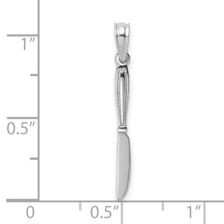 14k White Gold 3-D and Polished Table Knife Pendant