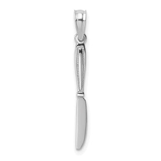 14k White Gold 3-D and Polished Table Knife Pendant