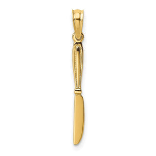 14k Yellow Gold 3-D Polished Table Knife Pendant
