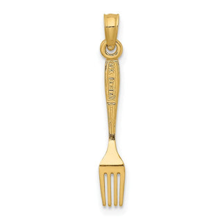 14k Yellow Gold 3-D and Polished Table Fork Pendant