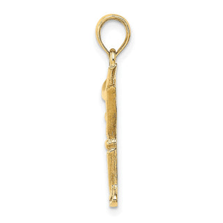 14k Yellow Gold Polished and Cut-Out Martini w/ Olive Pendant