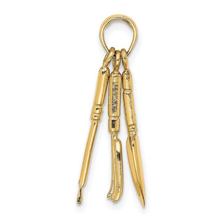 14k Yellow Gold 3-D Moveable Garden Hand Tool Collection Pendant