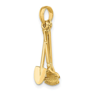 14k Yellow Gold 3-D Moveable Garden Tool Collection Pendant