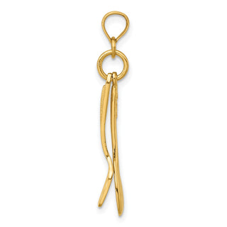 14k Yellow Gold 3-D Moveable Wooden Spoon and Spatula Pendant