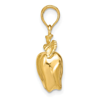 14k Yellow Gold 3-D Apple w/ Stem and Leaf Pendant