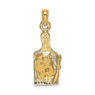 14k Yellow Gold Cheese Board w/Knife Pendant