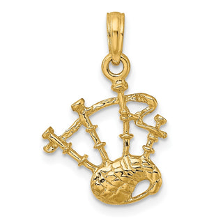 14k Yellow Gold 3-D Bagpipes Pendant