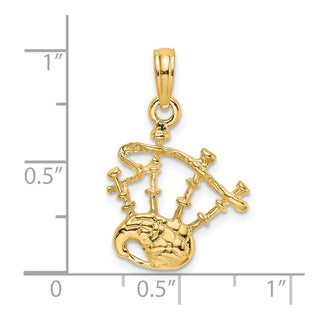 14k Yellow Gold 3-D Bagpipes Pendant