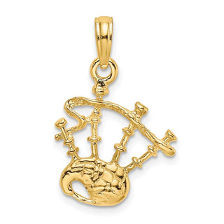 14k Yellow Gold 3-D Bagpipes Pendant