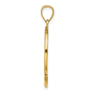 14k Yellow Gold Puerto Rico w/ Dolphin and Sunset In Frame Pendant