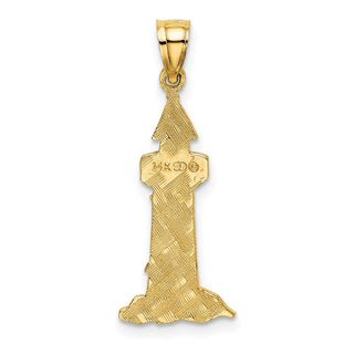 14k Yellow Gold Lighthouse With Seagulls Pendant