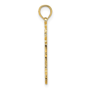 14k Yellow Gold Flat and Textured Lighthouse Pendant