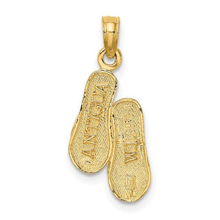 14k Yellow Gold Antigua, W.I. Double Flip-Flop Pendant