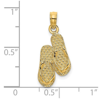 14k Yellow Gold Antigua, W.I. Double Flip-Flop Pendant