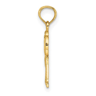 14k Yellow Gold Textured Double Palm Tree Pendant