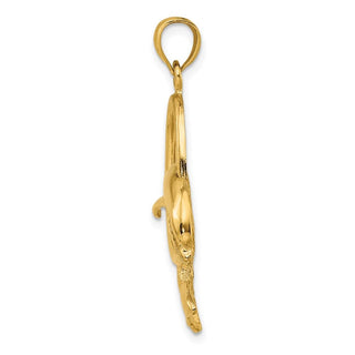 14k Yellow Gold Dolphin Jumping Through Hoop Pendant