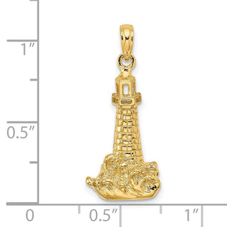 14k Yellow Gold Lighthouse w/Wave Pendant K7410